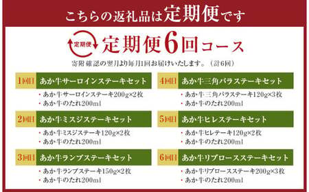 【6ヶ月定期便】あか牛 ステーキ 食べ比べ