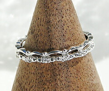 指輪 天然 ダイヤモンド SIクラス 小指 ミル打ち アンティーク調 【K18WG】 r-121（KRP）G45-1410