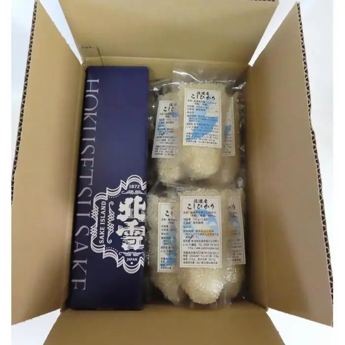 佐渡の酒（北雪純米吟醸きりょうよし）720ml×1本＆佐渡産こしひかりセット　真空1合（150g）×10袋　計1.5kg