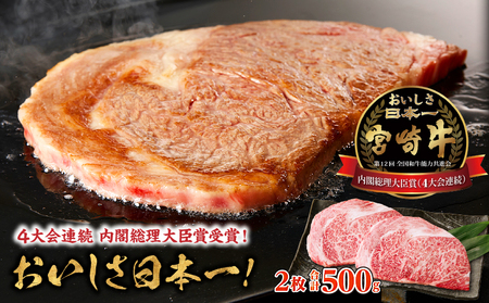 宮崎牛霜降り（ロース）ステーキ250g×2枚 計500g 宮崎牛 牛肉 お肉 国産牛 ブランド牛 和牛 ロースステーキ ロース ステーキ 霜降り ステーキ肉 贈答用 贈答 贈り物 プレゼント 冷凍 記念日 誕生日 内祝い グルメ BBQ 焼き肉 アウトドア ミヤチク お祝い ホームパーティー おもてなし _Tk031-013