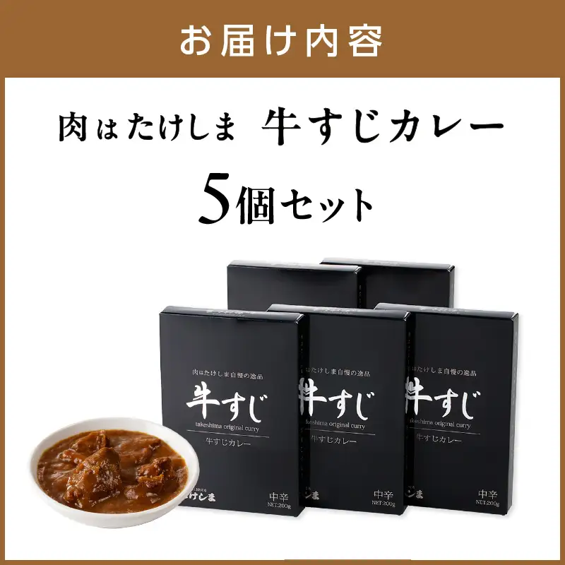 肉はたけしま 牛すじカレー 5個セット カレー レトルトカレー レトルトカレーセット こだわりカレー ビーフカレー スパイスカレー 牛スジカレー 人気カレー 大人気カレー レトルト食品 常温保存【002D-009】