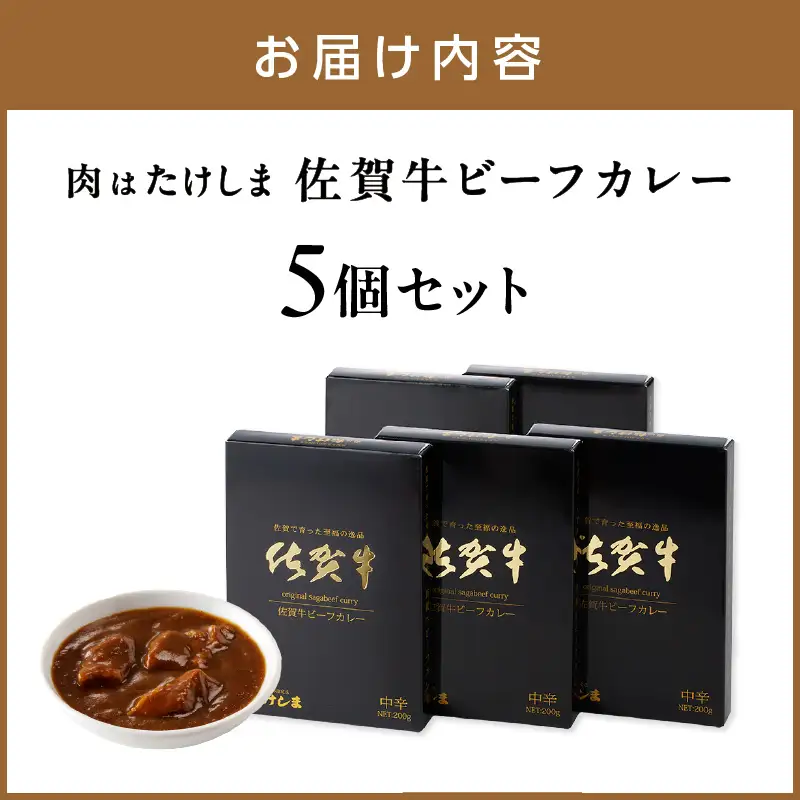 肉はたけしま 佐賀牛ビーフカレー 5個セット カレー レトルトカレー レトルトカレーセット こだわりカレー ビーフカレー 佐賀牛カレー スパイスカレー 人気カレー 大人気カレー レトルト食品 常温保存【002D-010】