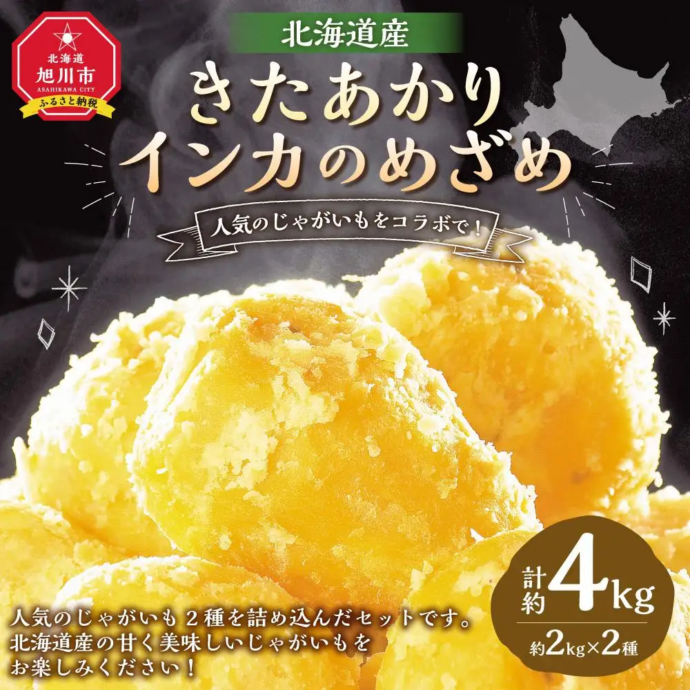 【2026年先行予約】じゃがいもをコラボで! きたあかり×インカのめざめ (各2kg) 10月下旬発送開始 | じゃがいも _03649