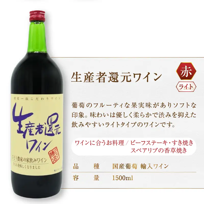 ワイン シャトー勝沼が贈る『生産者還元ワイン』赤白2本セット（MG）B11-470