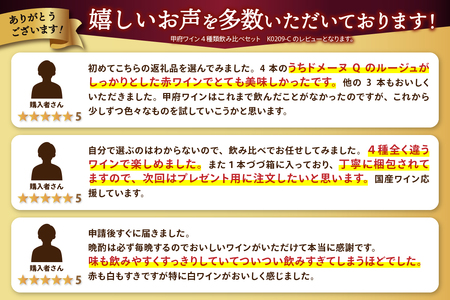 甲府ワイン４種類飲み比べセット　K06113-D