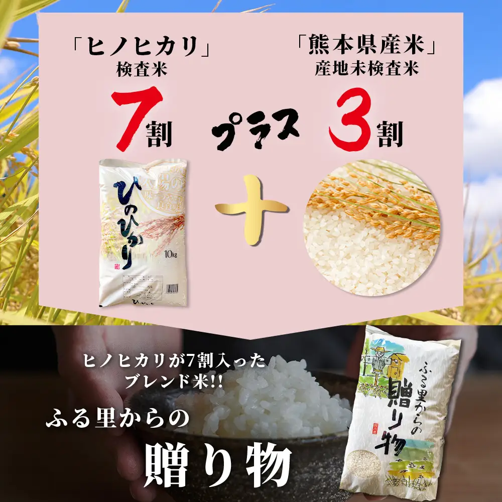 令和7年産 「ふる里からの贈り物」20kg 精米 熊本産 ひのひかり ヒノヒカリ ブレンド 米 036-0179