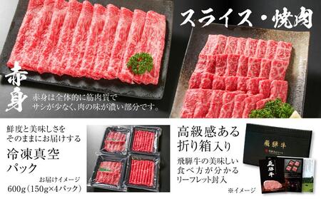 飛騨牛 赤身（スライス・焼肉） 600g（150g×各2パック ） 冷凍真空パック | 肉 焼肉  すき焼き しゃぶしゃぶ 小分け 人気 おすすめ ギフト お取り寄せ【飛騨高山ミート MZ015】