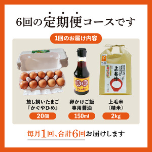 【定期便】上毛町産の「たまごかけご飯セット」（卵20個・米2kg・専用醤油）6回（毎月）コース_06T-006