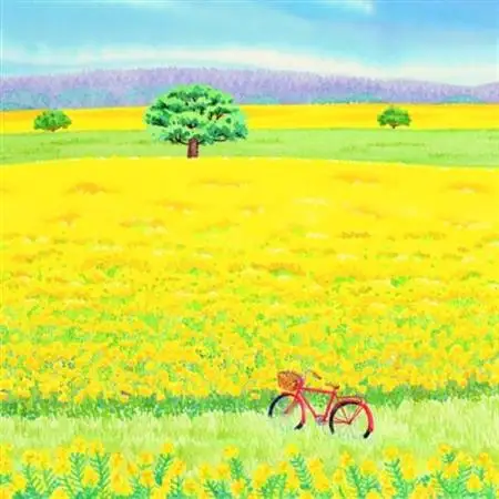 栗乃木ハルミ版画額装品「春の丘」【1227484】