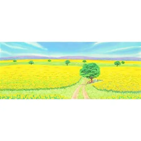 栗乃木ハルミ版画額装品「菜の花の道」【1258801】