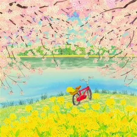栗乃木ハルミ版画額装品「春うらら」【1334249】