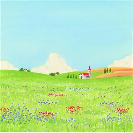 栗乃木ハルミ版画額装品「初夏の高原」【1334311】