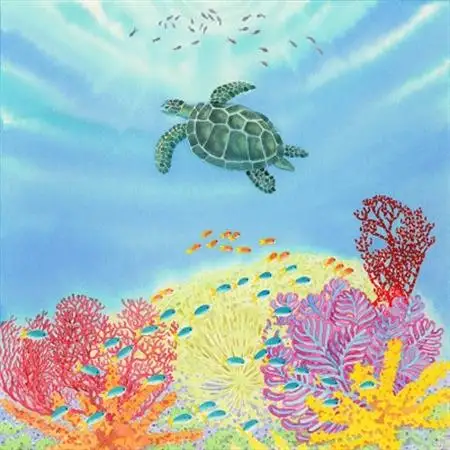 栗乃木ハルミ版画額装品「海のおさんぽ」【1334313】