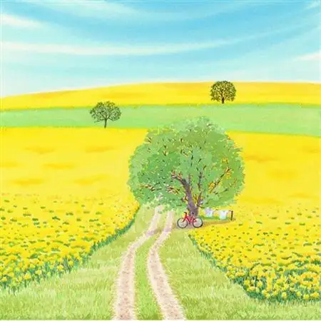 栗乃木ハルミ版画額装品「菜の花の丘」【1334314】
