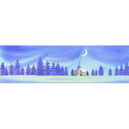 栗乃木ハルミ版画額装品「月と教会」【1423307】