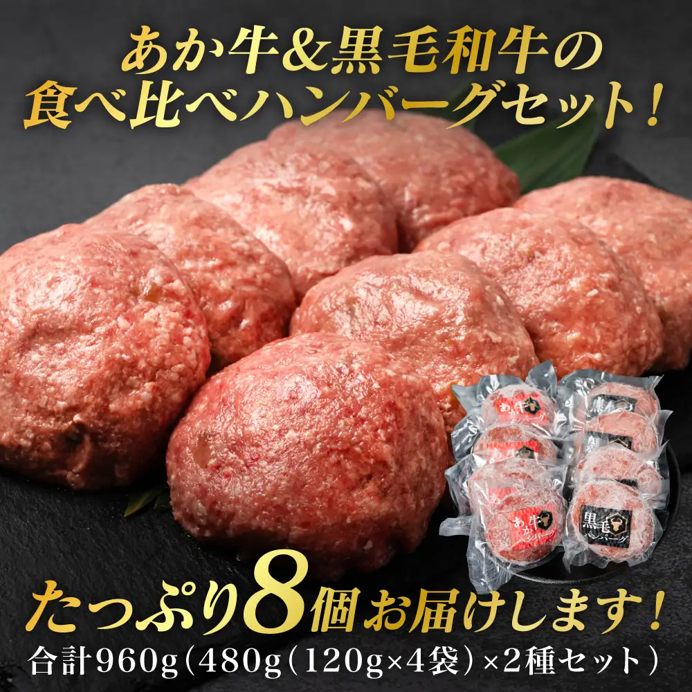食べ比べハンバーグセット（あか牛ハンバーグ＆黒毛和牛ハンバーグ）