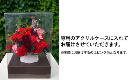 プリザーブドフラワー Calm pink 花季 YANASE design. ピンク アクリルケース ブリザードフラワー ドライフラワー 花 おしゃれ かわいい シンプル インテリア 飾り 花 置物 北海道 芦別市