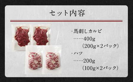 生でも焼きでもOK！馬刺し カルビ ／ 心臓 (ハツ) 切り落とし 約計600g