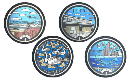【伊丹市】チタン製ミニチュアマンホール・メダル勢ぞろいセット 雑貨 日用品 