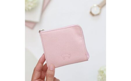 墨田区産ピッグレザーミニウォレット ファッション 小物 財布 収納力 コンパクト Ｌ字 ファスナー 小銭入れ シンプル 紙幣 カード 収納 取り出し 簡単  ピンク