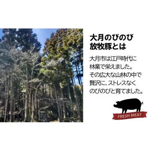 大月のびのび放牧豚【しゃぶしゃぶ食べ比べセット1200g】ロース・肩ロース・バラ・モモ各300g