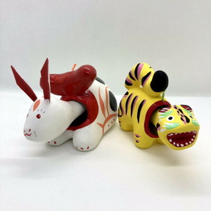 那珂湊張り子 とら・うさぎ ミニセット_装飾品・工芸品   _【1460811】