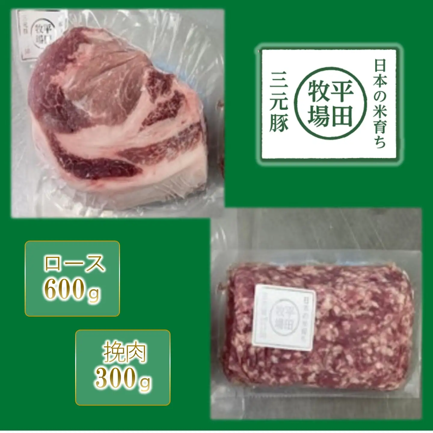 【FN】日本の米育ち平田牧場三元豚ブロック･挽肉詰合せ（２種）
