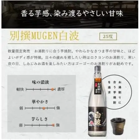 【本格焼酎】別撰MUGEN白波 1800ml【25度】 A3-283_酒・アルコール 芋焼酎 焼酎 _【配送不可地域：離島】【1482864】