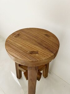 チーク古材のレトロキッチンスツール
