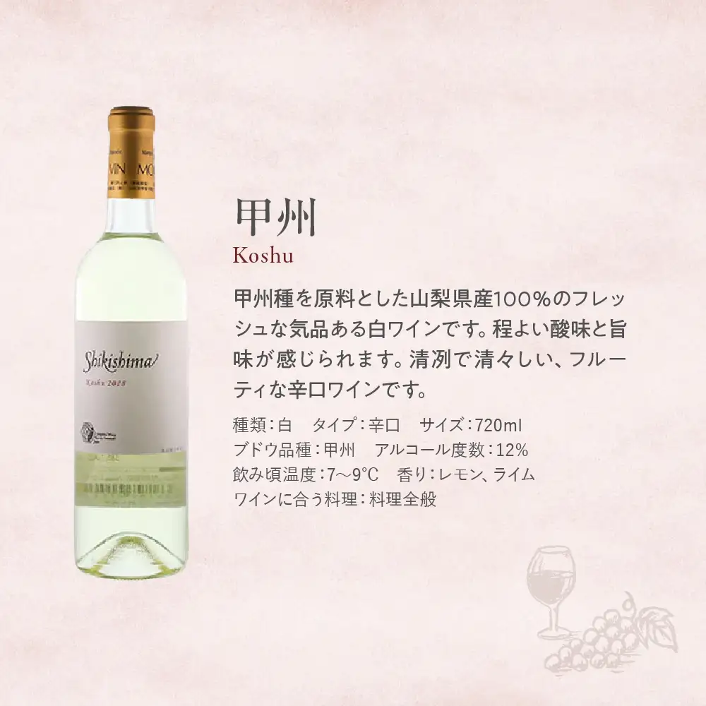 甲州種を原料とした山梨県産100％ 甲州 白ワイン 720ml ワイン わいん 日本ワイン 国産ワイン 辛口 山梨 甲斐市 F-40