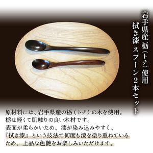 拭き漆 栃の木 スプーン 大・中 2本セット ／ 漆器 漆塗り 栃 工芸品 【東北巧芸舎】