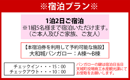 徳之島 天城町 大和城 バンガロー  A棟～B棟 1泊2日 宿泊券(素泊まり) お食事なし 5名様まで 旅行 観光
