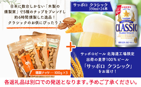 燻製ナッツ3点セットとサッポロクラシックのセット【C9901501】