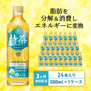 お茶 定期便 3ヶ月 伊右衛門 特茶 ジャスミン 500ml×24本 サントリー トクホ 定期 3回