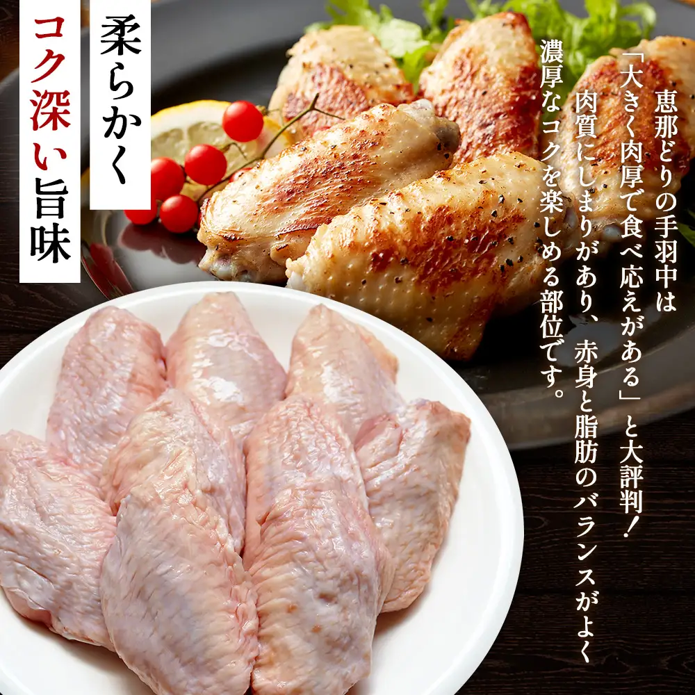 冷凍　恵那どり　手羽中　バラ凍　2kg [No.923]