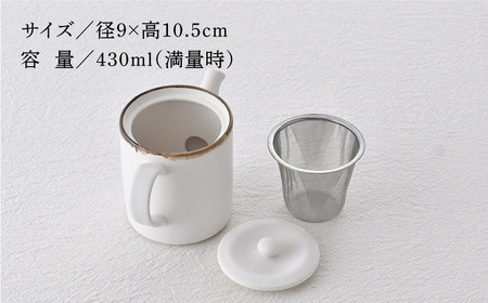 【波佐見焼】ティーポット 渕錆ホワイト 茶こし付き【長十郎窯】[AE100]