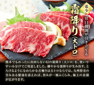 熊本 馬刺し 霜降り・赤身セット 2種類 各約100g 計約200g たれ 生姜付き 合同会社トライウィン《30日以内に出荷予定(土日祝除く)》熊本県 菊池市 馬刺 刺身 馬肉 霜降り 赤身 たれ付き 生姜 小分け 個包装 冷凍 送料無料
