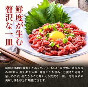 熊本 馬刺し 馬肉ユッケ 約500g ユッケたれ付き 合同会社トライウィン《90日以内に出荷予定(土日祝除く)》熊本県 菊池市 馬刺 刺身 馬肉 ユッケ たれ付き 小分け 個包装 冷凍 送料無料