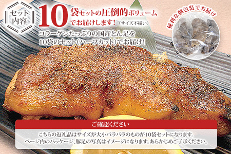 博多味付け豚足 ハーフカット (10袋セット) サイズ不揃い ふるさと納税セット トンソク 豚足 国産 ハーフ 豚肉 冷凍 送料無料