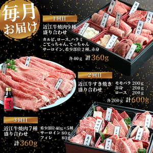 近江牛 食べ比べ 定期便 6ヶ月 焼肉 すき焼き 盛り合わせ 冷凍 近江牛近江牛近江牛近江牛近江牛