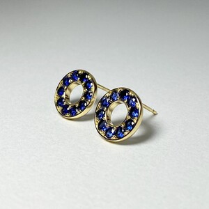 K18YG　サファイヤサークルピアス　K05111-H