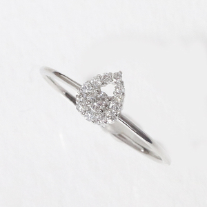 プラチナ しずく取り巻きダイヤモンドリング 0.12ct　指輪  リング ジュエリー アクセサリー ダイヤモンド PT900 プラチナ ダイヤ 0.12ct カラット プラチナ900 天然 ダイヤモンド レディース ファッション 宝飾 ジュエリー アクセサリー 山梨県 甲斐市 BQ-76