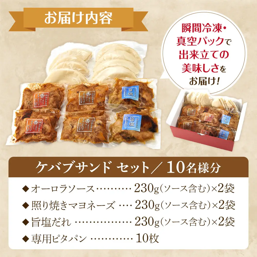 ケバブサンド セット 約10名分 ケバブチキンステーキ 230g×6食 ピタパン×10枚 肉料理 鶏肉 温めるだけ 惣菜 お手軽 簡単 ギフト 贈り物 ホームパーティー