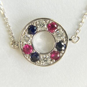 PT900　ルビー　サファイヤ　ダイヤモンド　サークルブレスレット　K051130-H