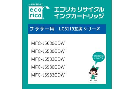 エコリカ【ブラザー用】 LC3119-4PK互換リサイクルインク　4色パック（型番：ECI-BR3119-4P） brother リサイクル インク 互換インク カートリッジ インクカートリッジ カラー オフィス用品 プリンター インク 山梨県 富士川町