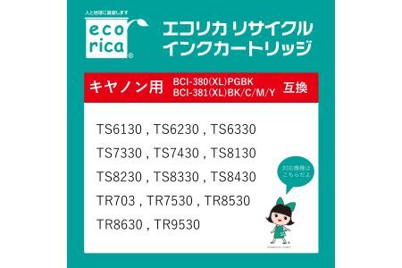 エコリカ【キヤノン用】 BCI-381XL+380XL/5MP互換リサイクルインク 5色パック 大容量（型番：ECI-C381XL-5P）