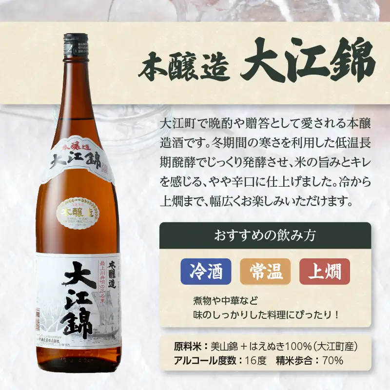日本酒 大江錦本醸造1升　 009-012
