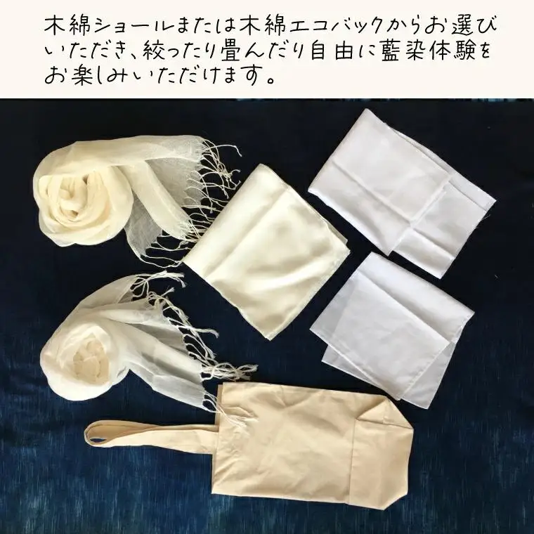 藍染体験 木綿ショールまたは木綿エコバックコース （BT002）