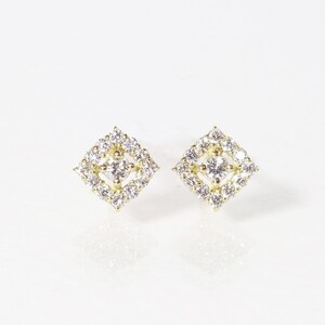 K18 　ひし形　ダイヤモンドピアス　0.16ct