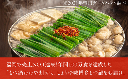 【3ヶ月定期便】博多もつ鍋おおやま(しょうゆ味) 2人前 / もつ鍋 モツナベ [AFAX015]